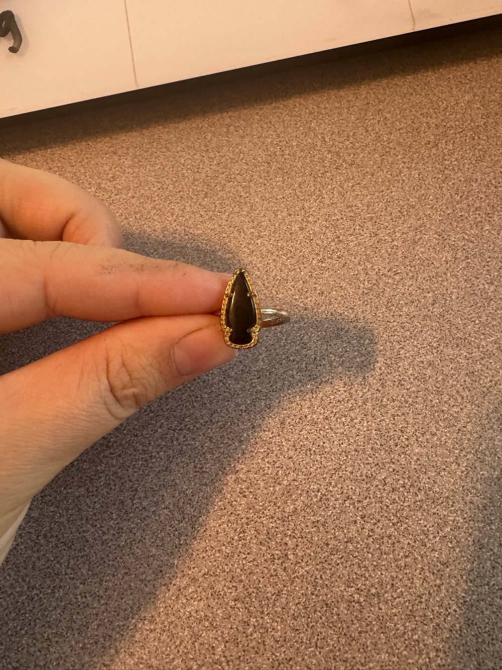 Kendra Scott Black Teardrop Ring with Gold Trim